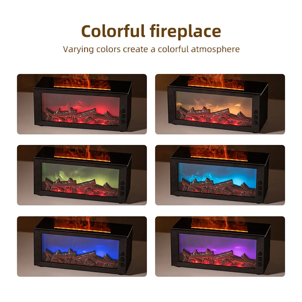 Colorful Flame Fireplace Aroma Diffuser 300ml Waterless Auto-Off Air Humidifier with Timer Remote Control for Home Bedroom Gift auto-off protection bourbon humidifier home fragrance