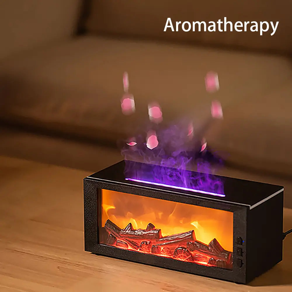 Colorful Flame Fireplace Aroma Diffuser 300ml Waterless Auto-Off Air Humidifier with Timer Remote Control for Home Bedroom Gift auto-off protection bourbon  humidifier home fragrance