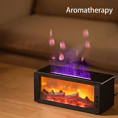Colorful Flame Fireplace Aroma Diffuser 300ml Waterless Auto-Off Air Humidifier with Timer Remote Control for Home Bedroom Gift auto-off protection bourbon  humidifier home fragrance