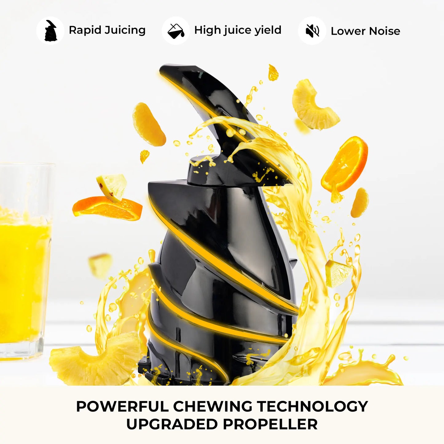 SUSTEAS Cold Press Juicer, 5.3 Inch Large Feed Opening, Slow Masticator Chute, For Whole Vegetables and Fruits, High Yield, Easy to Clean Springtok Steel